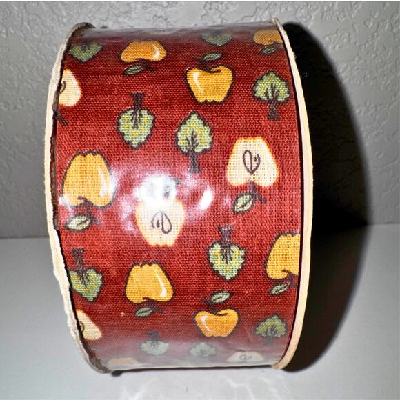 Vintage Apple Print Ribbon Roll – WFR Ribbon Corp – 2.5” Country Decor Ribbon - Picture 5 of 6